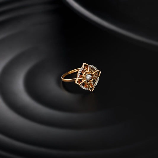 Rose Gold Diamond Halo Ring Fine Ring, 24kdiamond