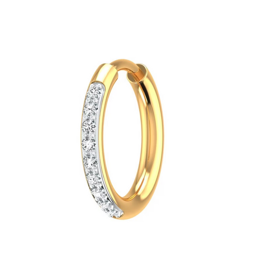 Round Shape Half Eternity Diamond Earrings, Nose Ring 24kdiamond