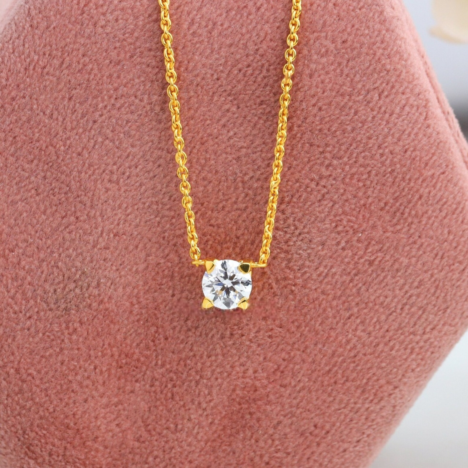 Secret Love Yellow Gold Solitaire Necklace 24kdiamond