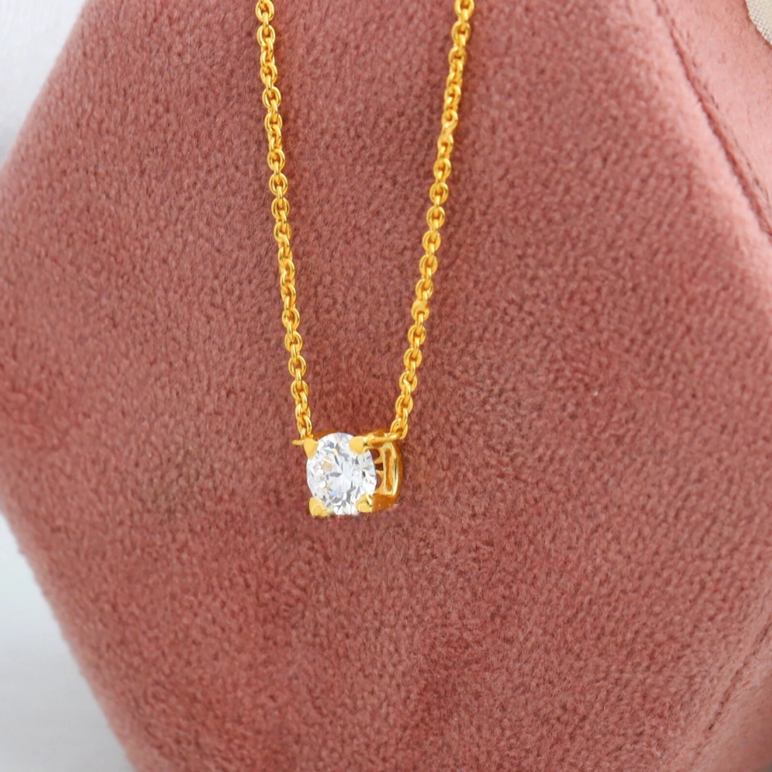 Secret Love Yellow Gold Solitaire Necklace 24kdiamond