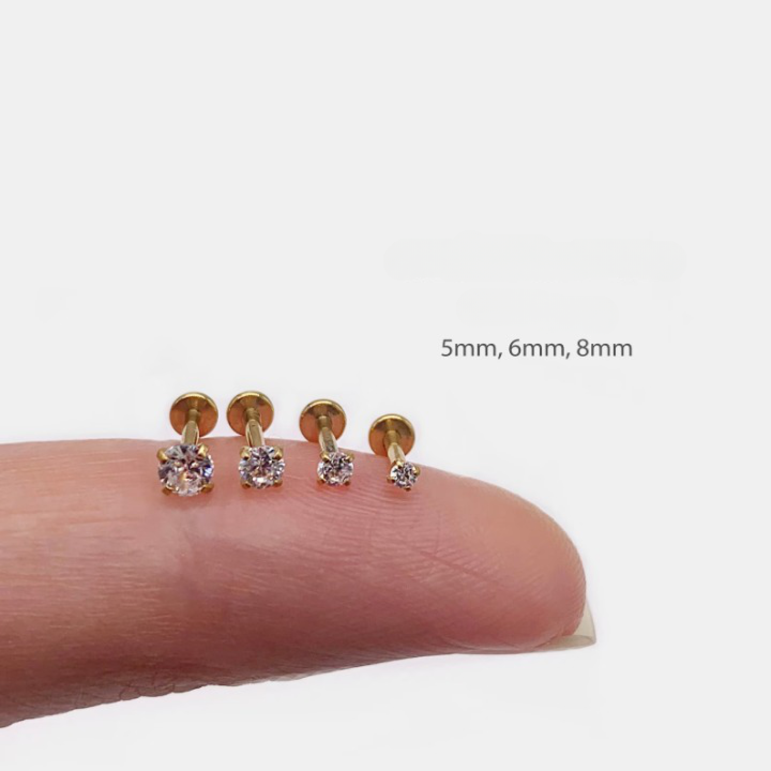 Single Diamond Threadless Earrings Stud 14K 24kdiamond