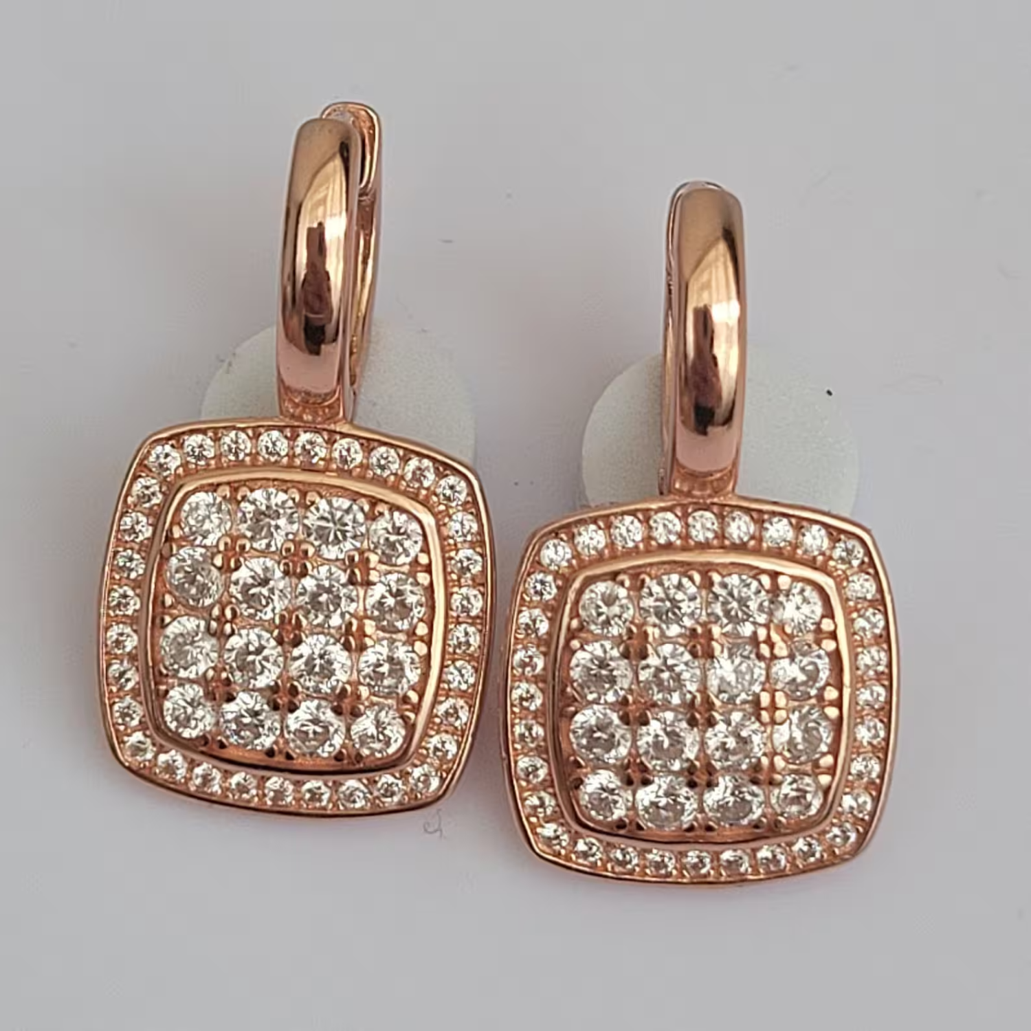 Square Crystal Diamond Earrings Rose Gold 24kdiamond