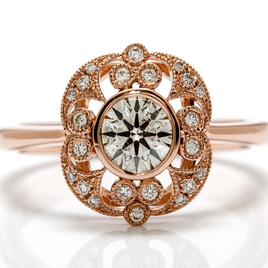 Vintage Style Halo Diamond Ring 24kdiamond